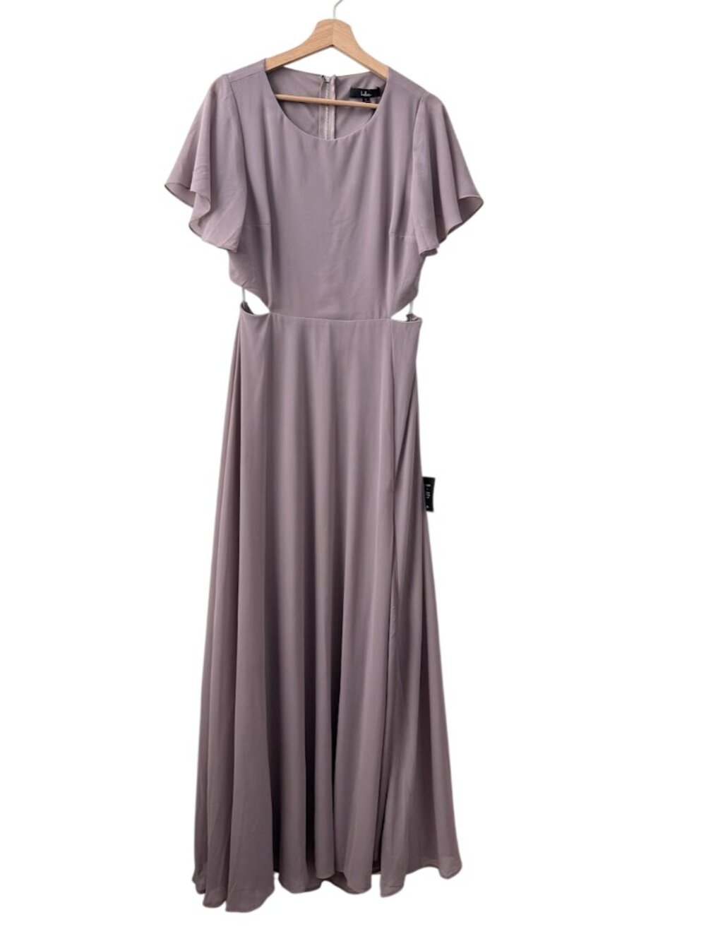 Lulus Lilac Maxi Dress Flutter Sleeve Cutout Formal Gown L NWT - Picture 7 of 10
